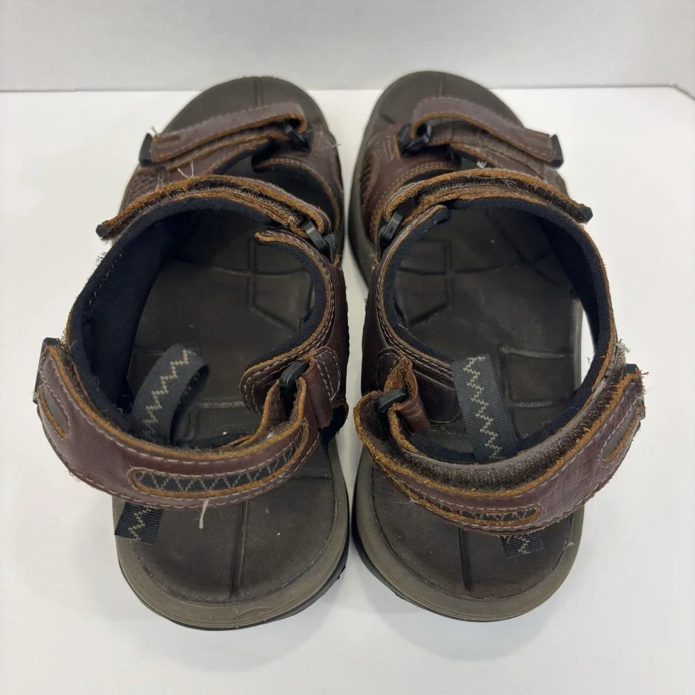 L.L.Bean Leather Hiking Sandals Mens Size 11 M Brown Hook Loop Comfort Shoes